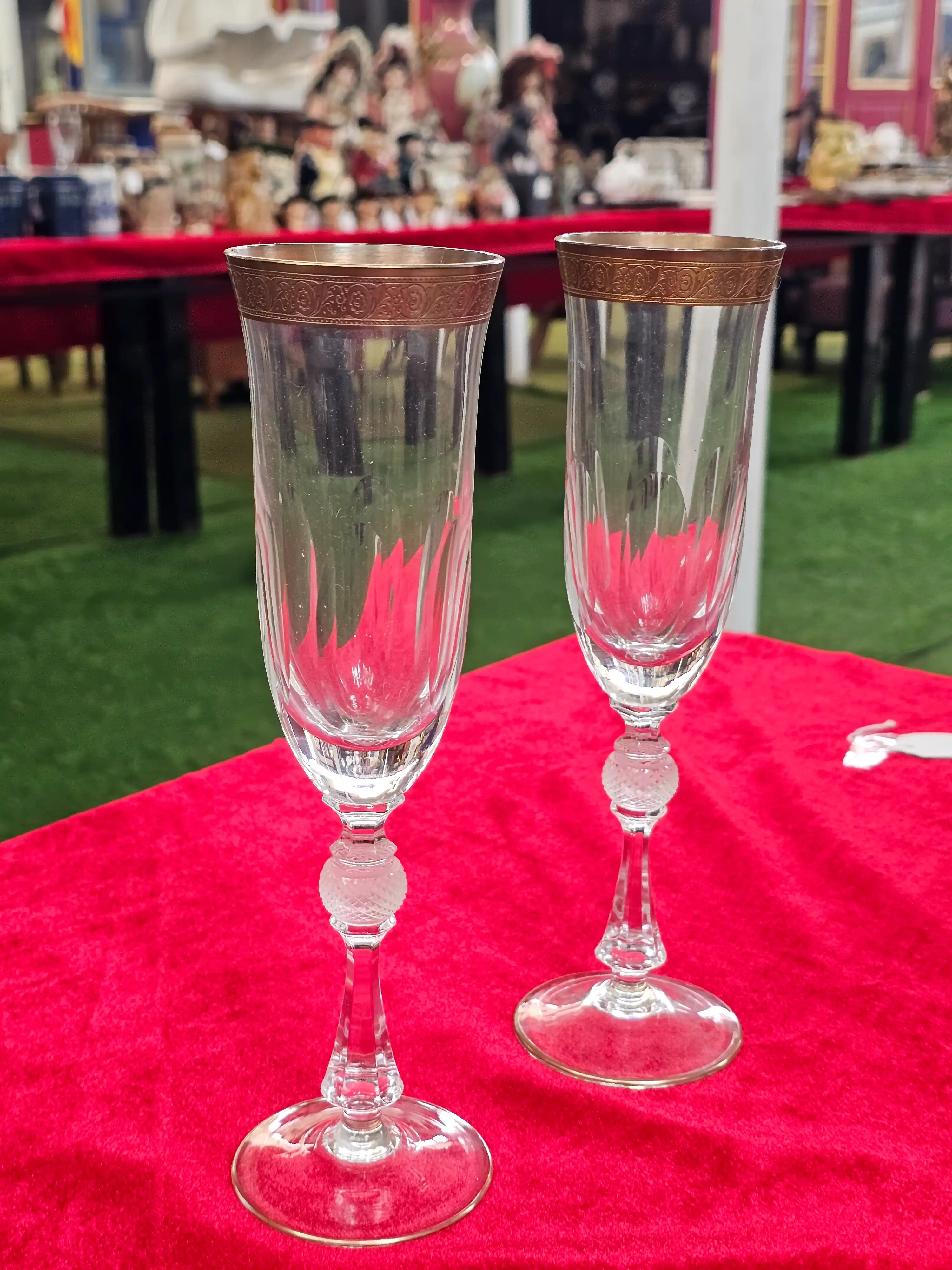 Gilt-Band Champagne Flutes, Pair — photo 3