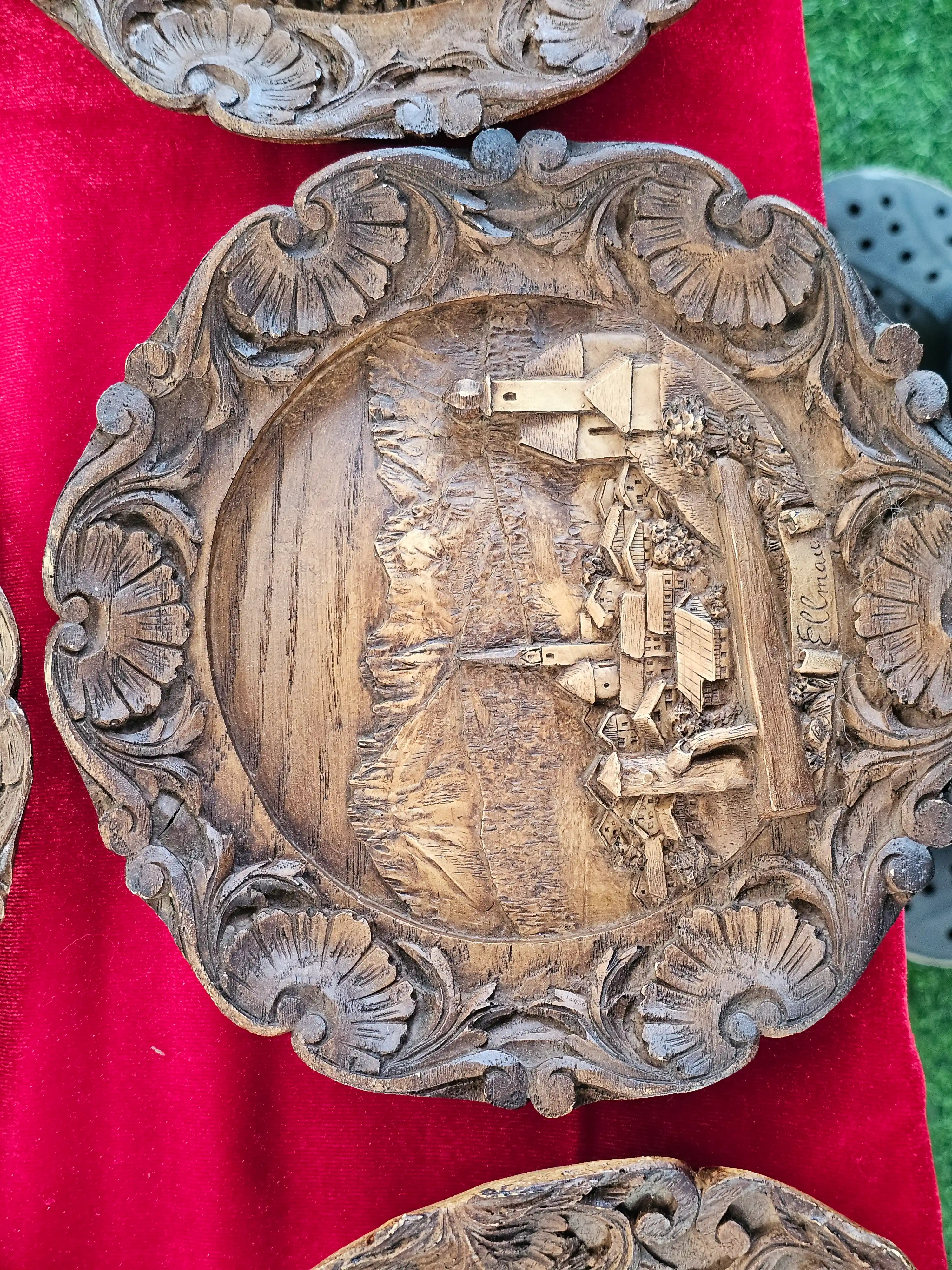 Carved Alpine Scene Wall Plate