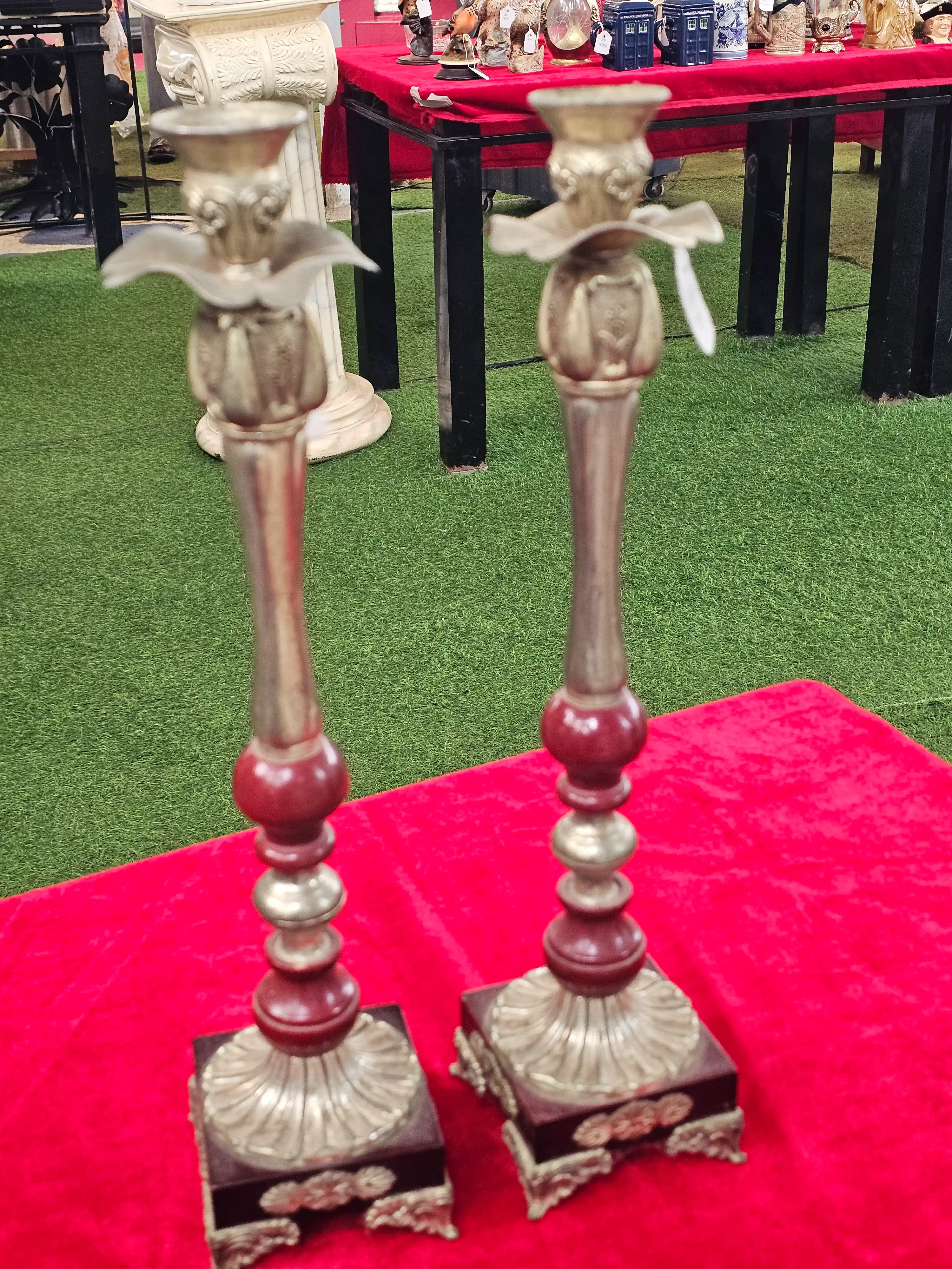 Tall Candlesticks with Figural Collars, Pair — photo 2