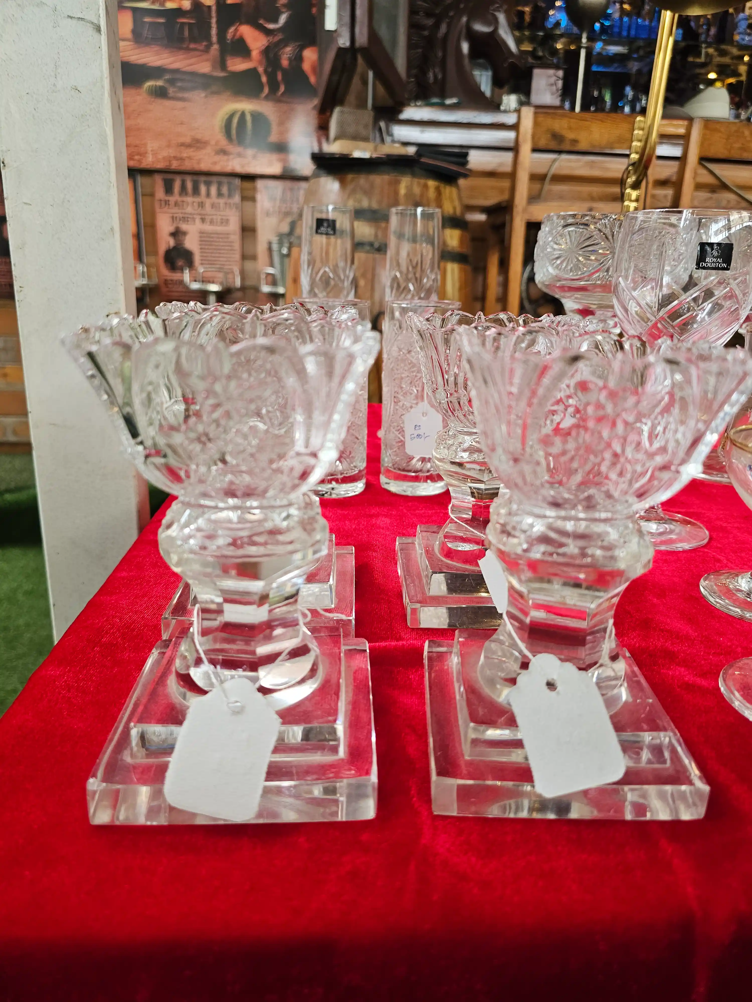 Footed Crystal Goblets, Set of Four