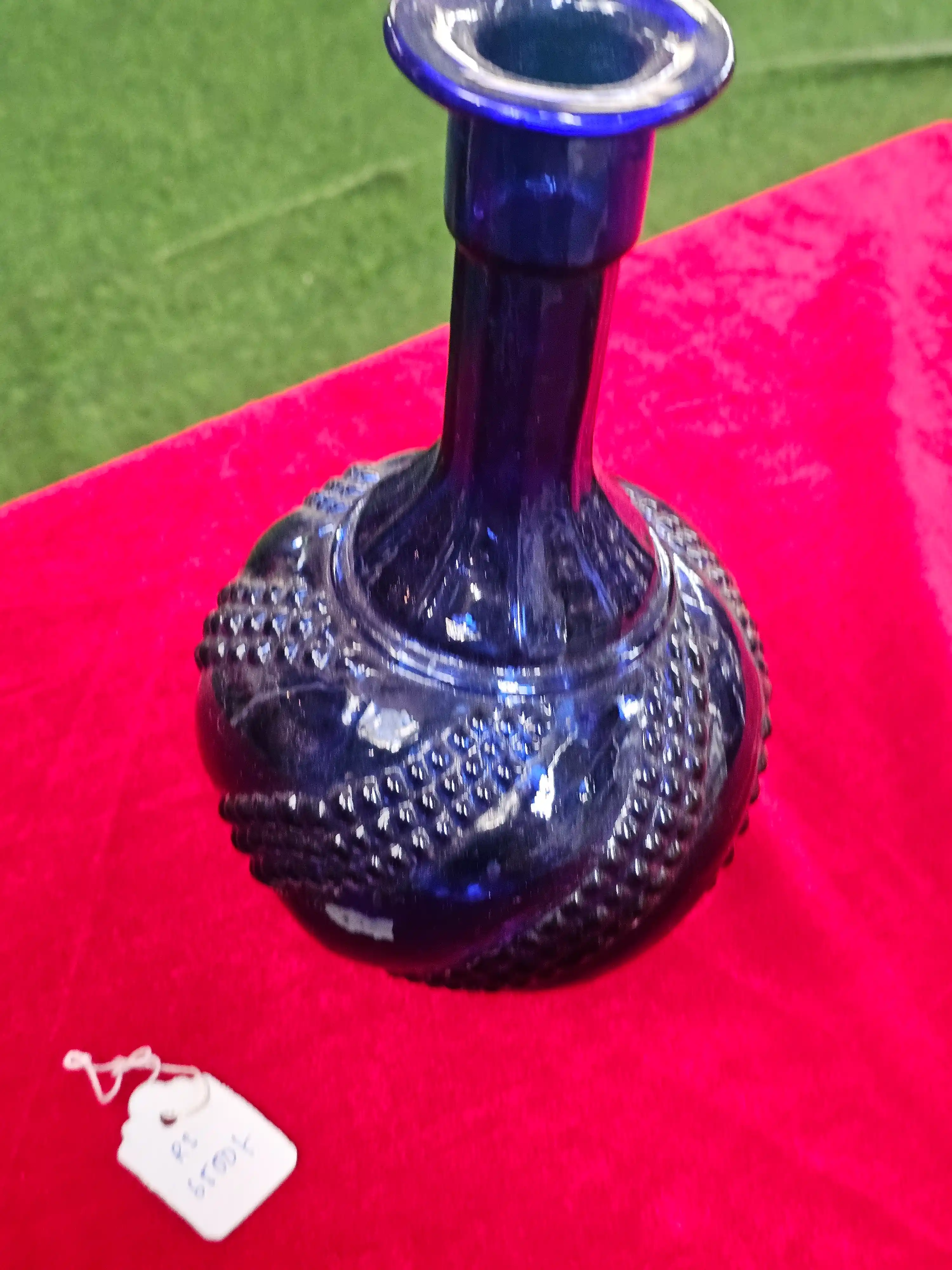 Cobalt Blue Hobnail Decanters, Pair — photo 5