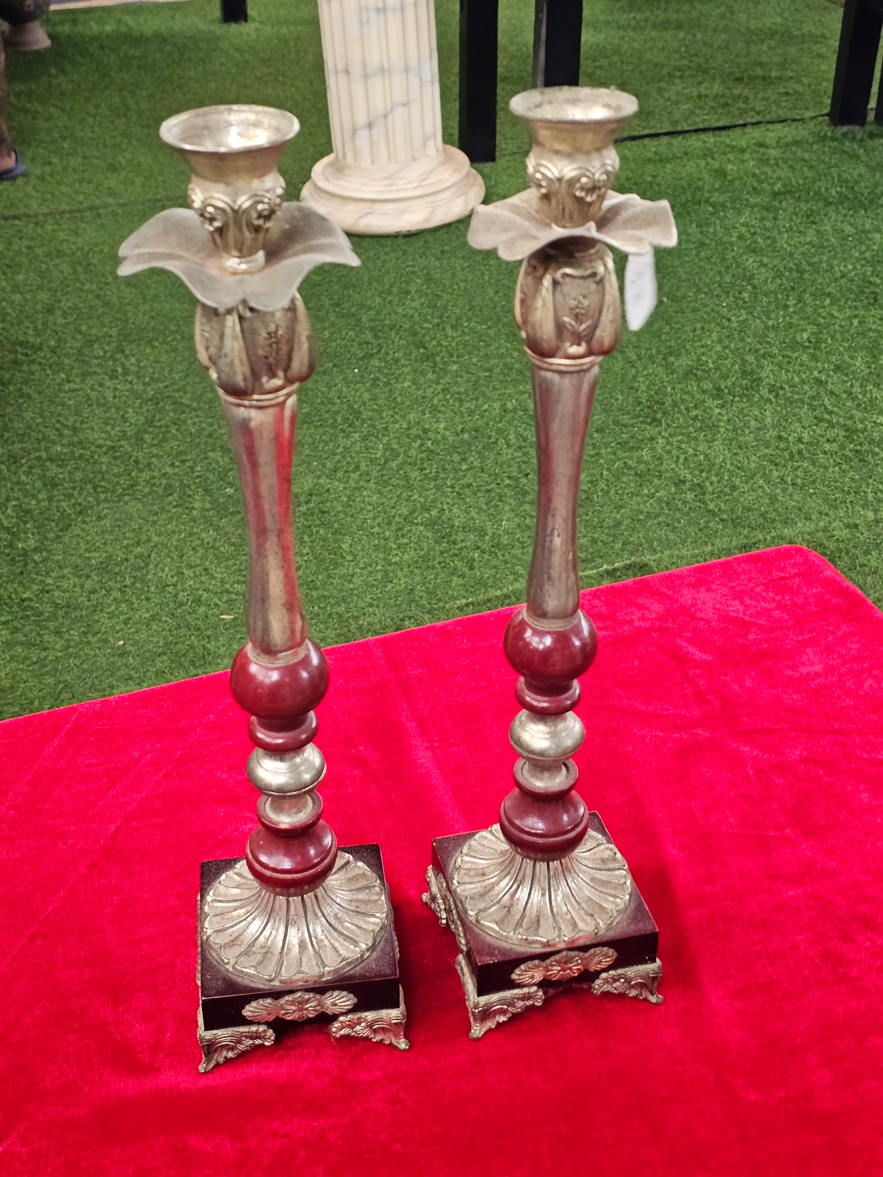 Tall Candlesticks with Figural Collars, Pair — photo 3