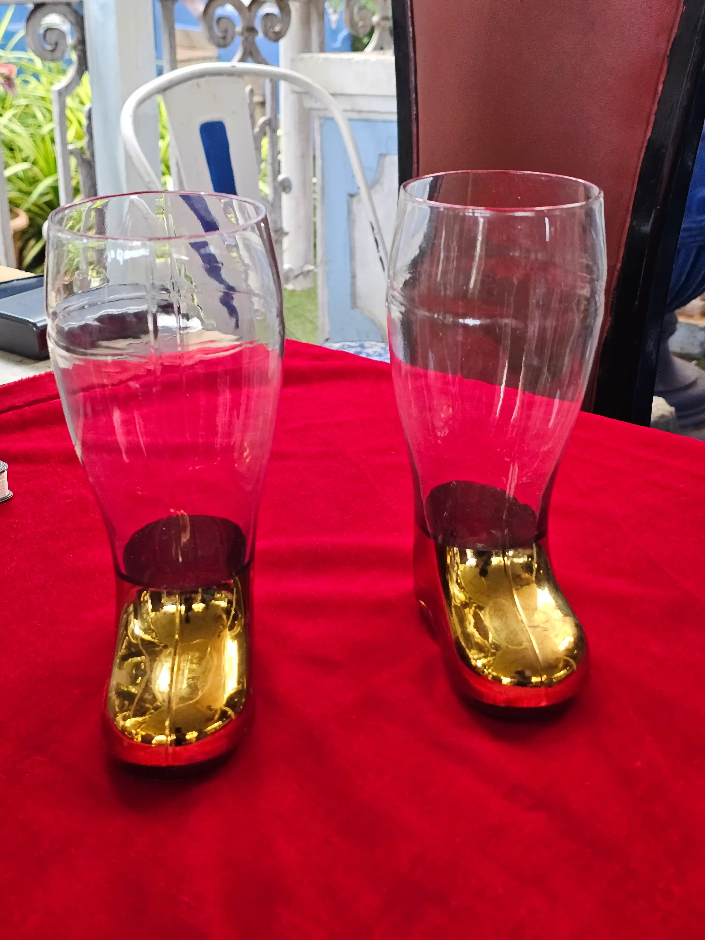 Glass Boot Tankards, Pair
