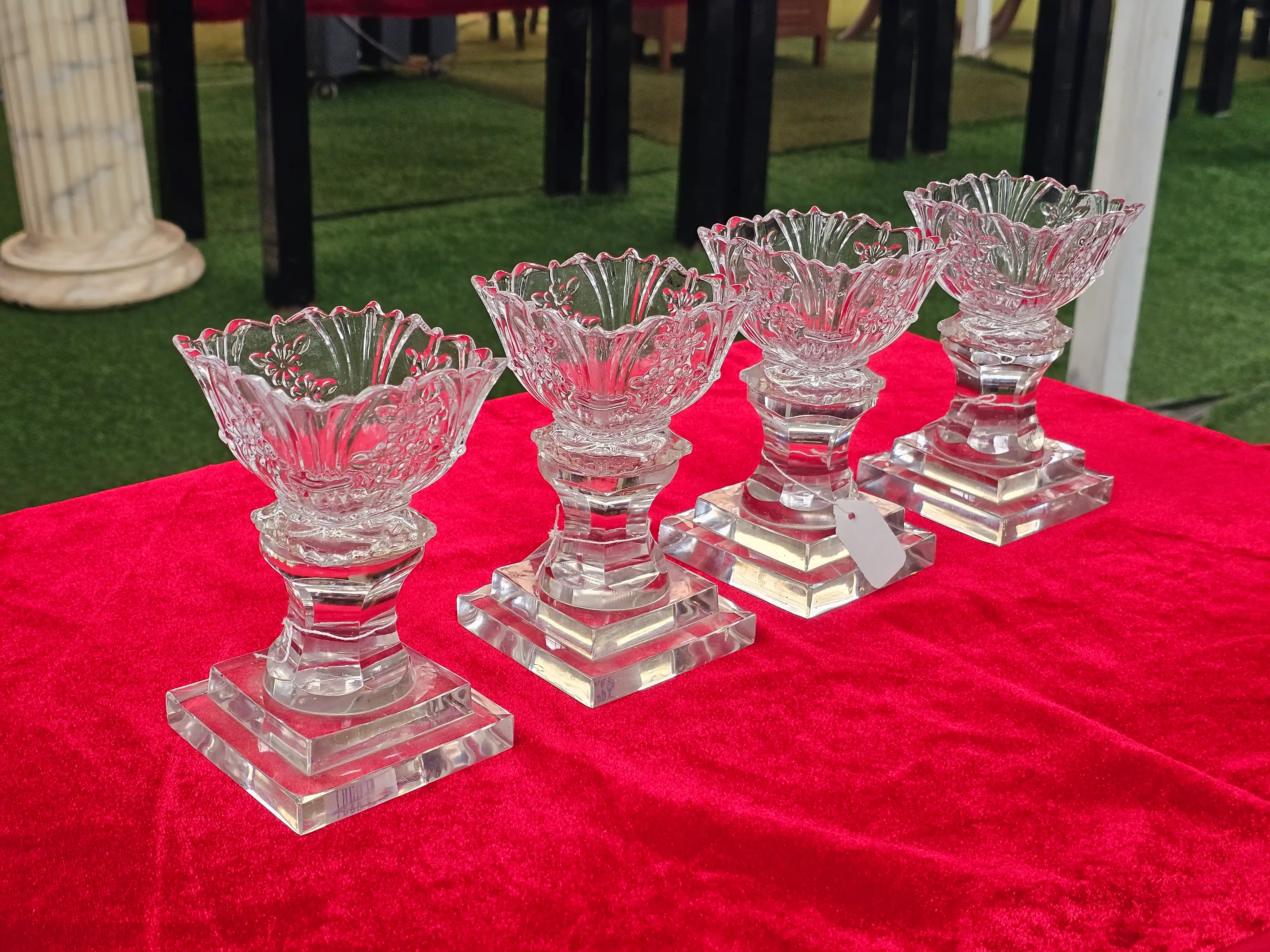 Footed Crystal Goblets, Set of Four — photo 3