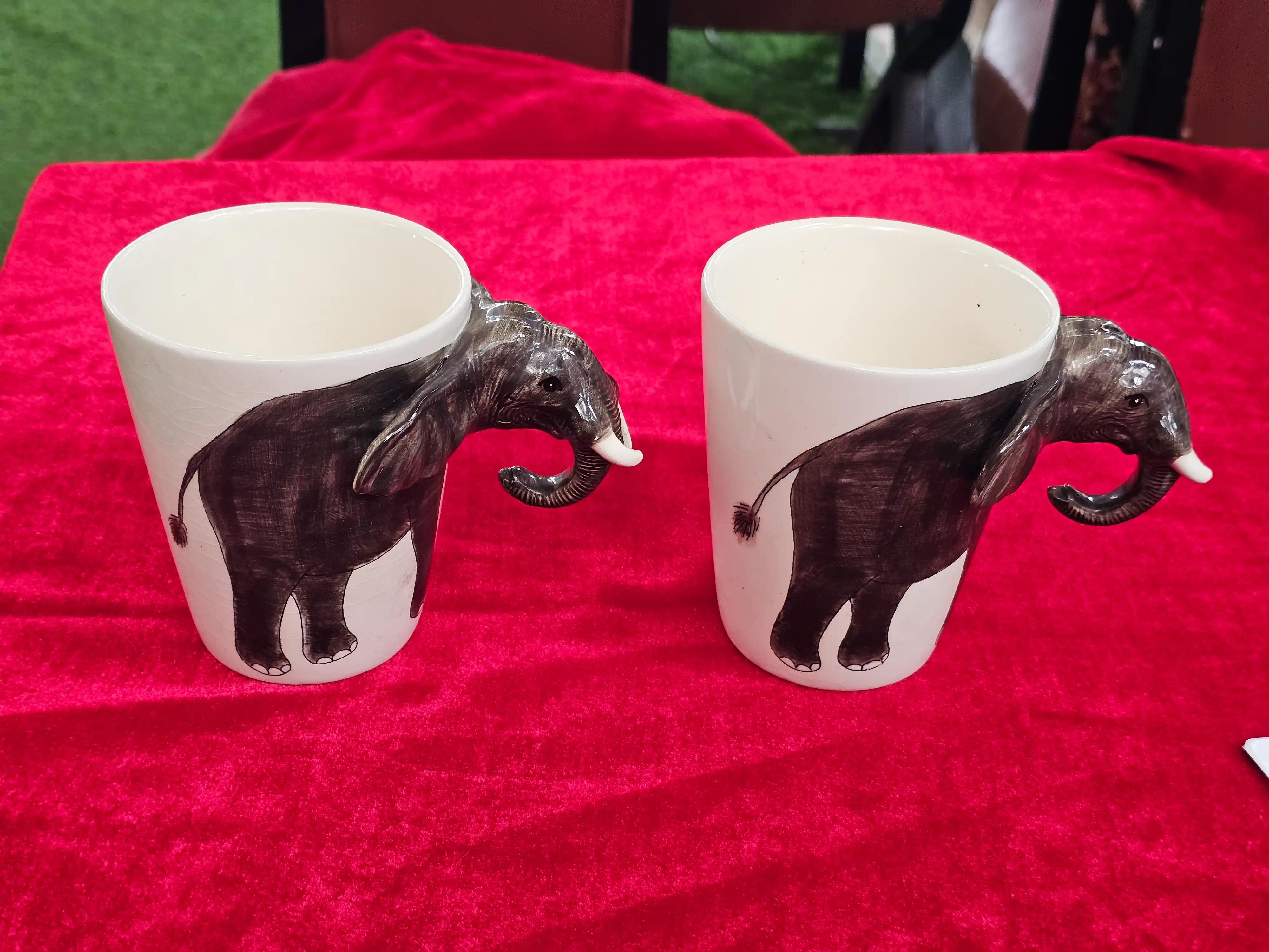 Elephant Handle Mugs, Pair