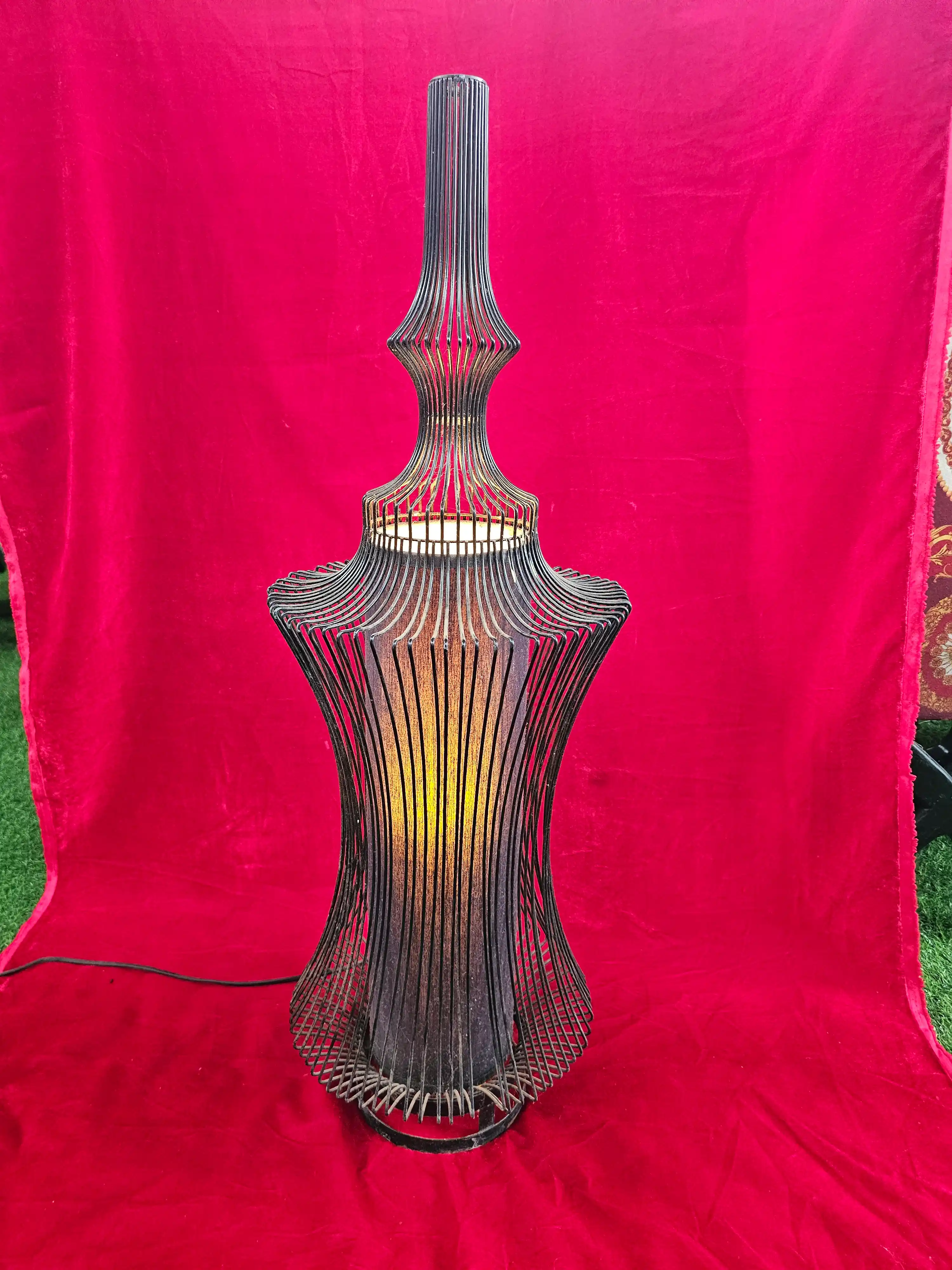 Vintage-Style Sculptural Wire Cage Floor Lamp