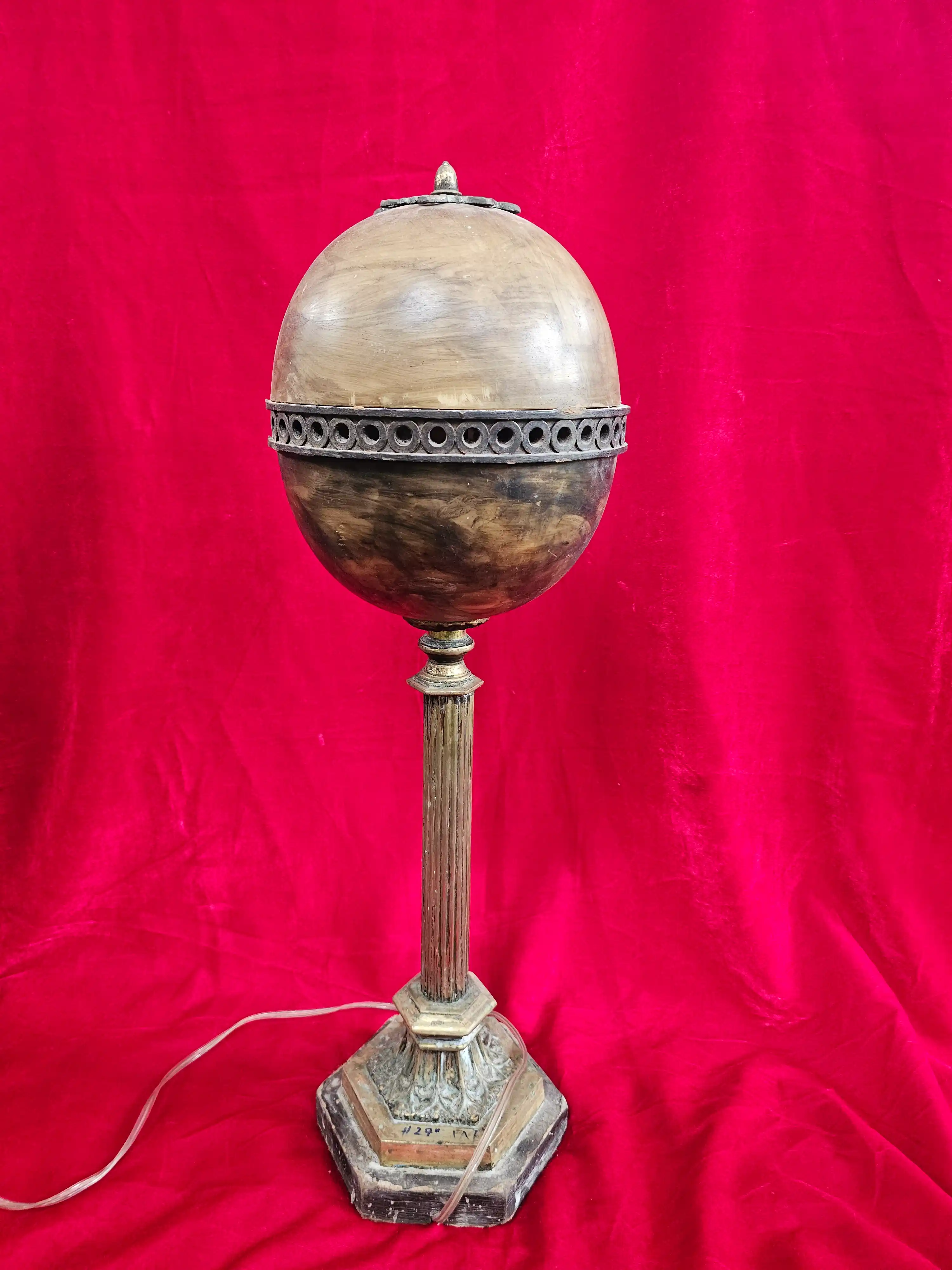Classical Column Globe Table Lamp with Pierced Filigree Band