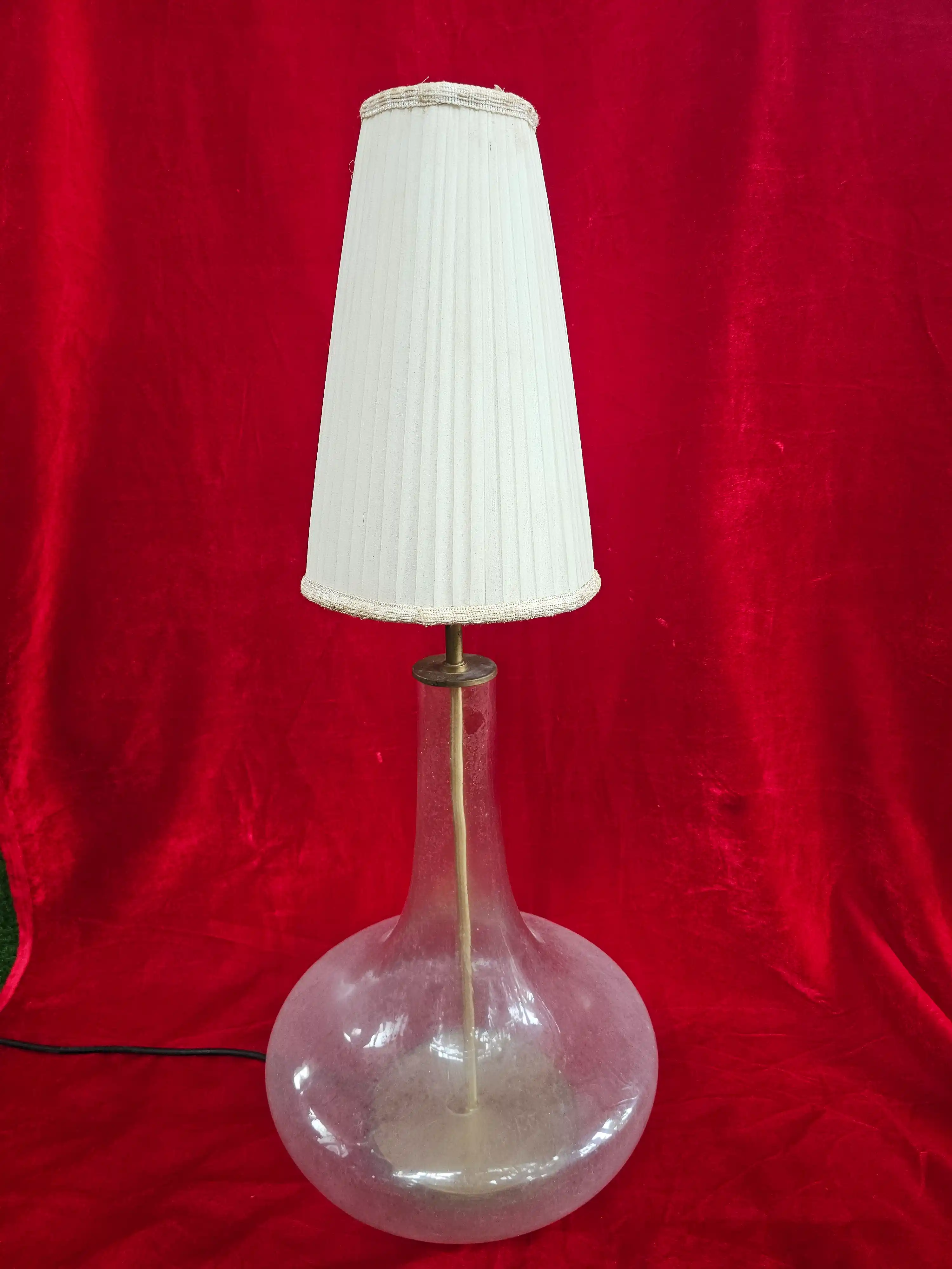 Vintage-Style Teardrop Glass Table Lamp with Pleated Shade